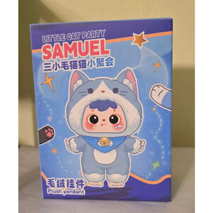 NWT Samuel Little Cat Party Plush Pendant White Cat Bag Charm